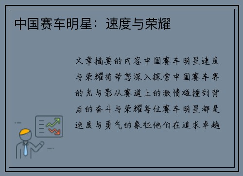 中国赛车明星：速度与荣耀